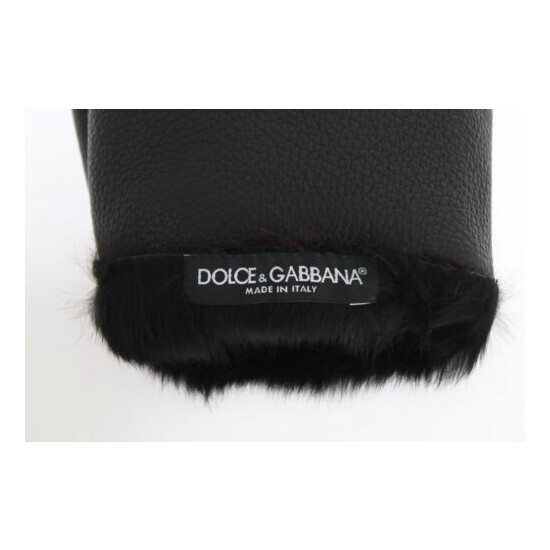 DOLCE & GABBANA Gloves Black Leather Bordeaux Shearling Fur s. 9.5 / L RRP $920  image {6}