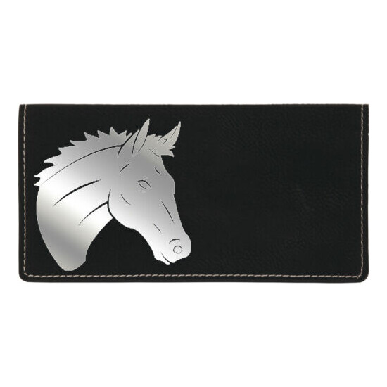 Majestic Horse Laser Engraved Leatherette Checkbook Cover image {3}