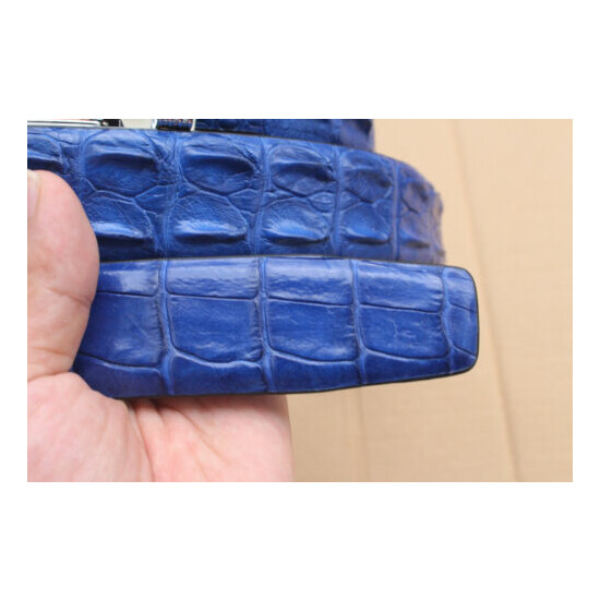 No Jointed Light Blue Real Alligator Crocodile Leather Skin Men's Belt - W 1.5" Thumb {4}
