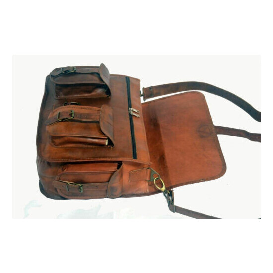 Messenger Laptop Men's Genuine Leather Vintage Handmade Briefcase Bag Satchel image {3}