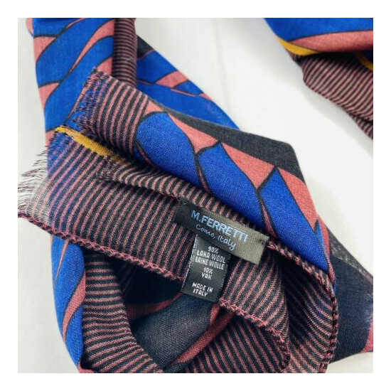 M Ferretti Multicolor Lightweight Wool Yak Scarf Size 65x26" NWOT image {3}
