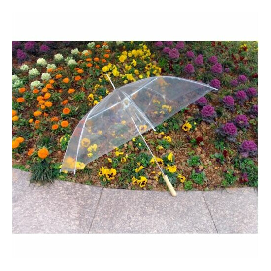 SET OF 2: 48" Clear Auto Open Golf Umbrellas, All Clear or Clear & White image {3}