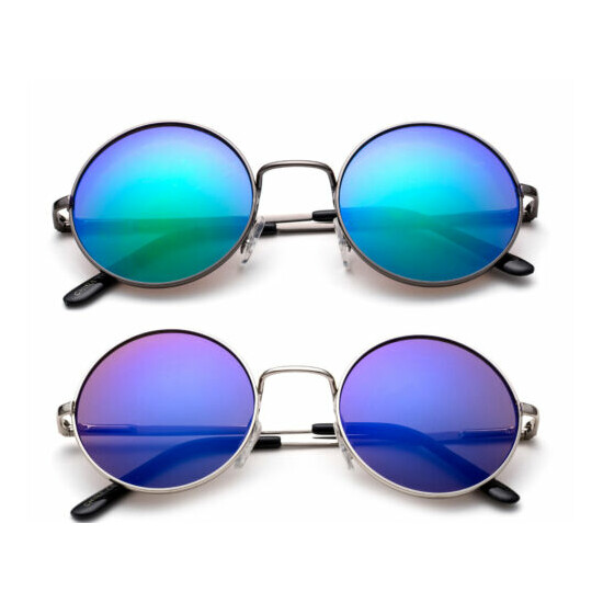Retro Round Kids Aviators Sunglasses Colorful Lens UV 100% Lead Free Boys Girls image {1}