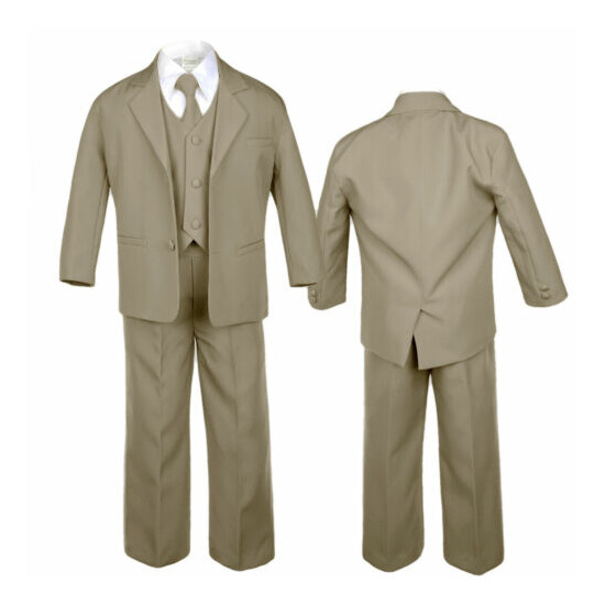 Baby Toddler Kids Teen Formal Party Dark Khaki Tuxedo 5pc Set Boys Suits sz S-20 image {1}