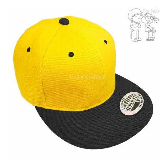 Baseball Cap Kids Size Solid Blank Boys Girls Snapback Hat Visor Flat Brim New image {7}