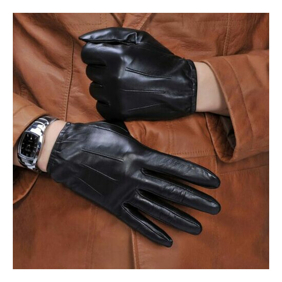 man's new real leather short black gloves on discount Thumb {2}