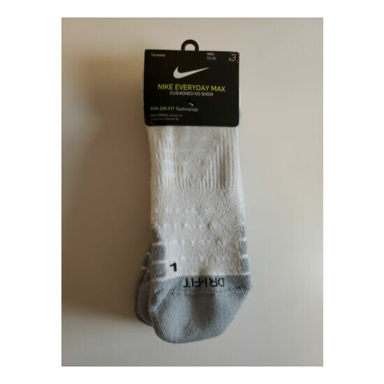 Nike Men’s Everyday Max Cushioned No Show Socks 3 Pair XL SX6964 100 White image {2}