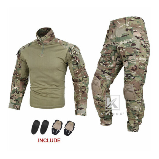 KRYDEX G3 Combat Uniform Tactical BDU Shirt & Pants w/ Knee Pads Camo Multicam image {1}