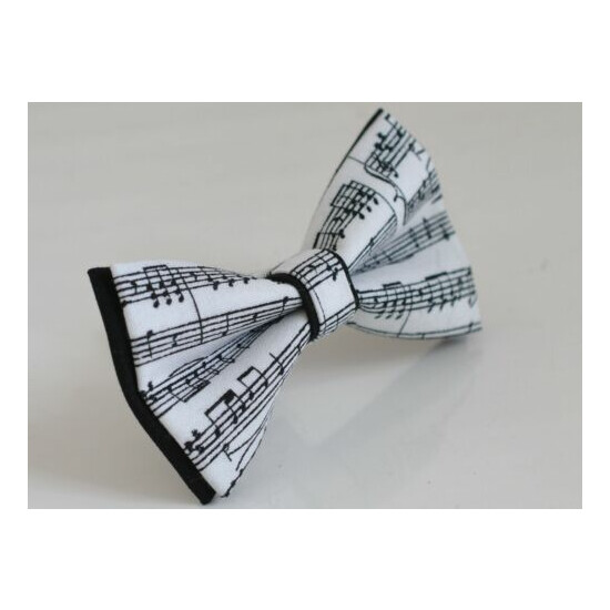 Black Sheet Music Notes Bow tie + White Suspenders for Men / Youth / Boy / Baby image {3}