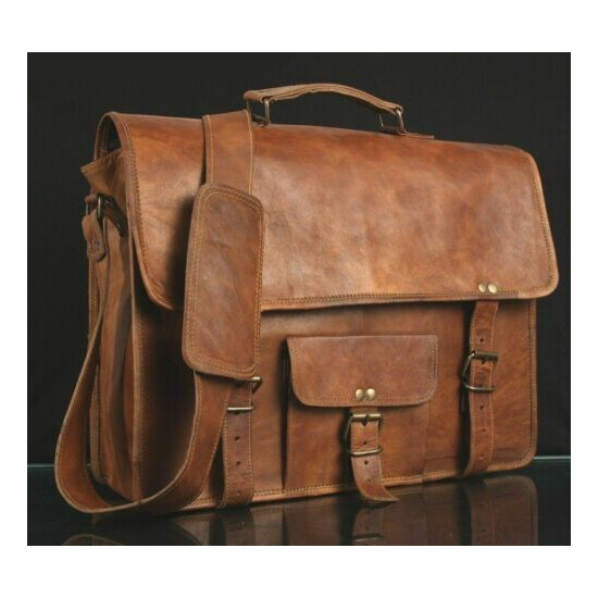 Distressed Leather Standerd Quality Messenger Bag Laptop Briefcase Men's Satchel image {1}