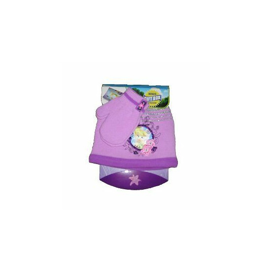 Girls Disney Tinkerbell Hat Mittens Glove Gift Box OSFM image {1}