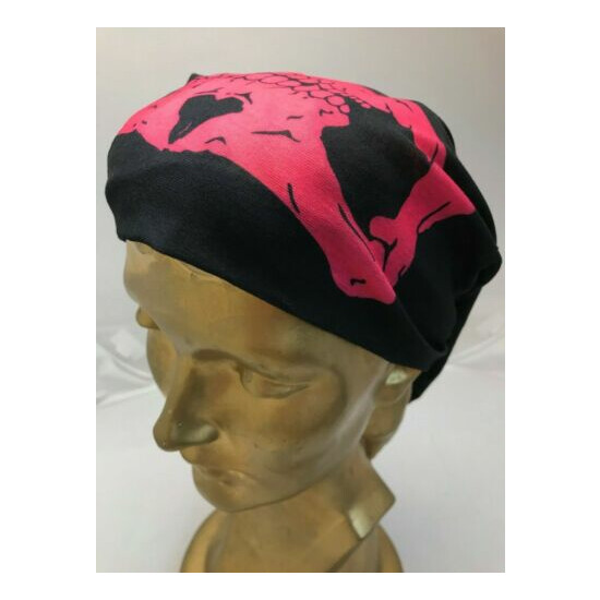 Bandana Head Wear Black and Pink Skull Face Cover Halloween Hair Accessory  image {4}