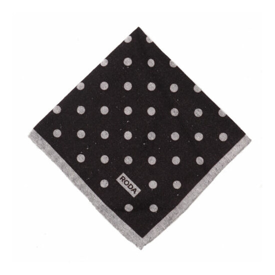 NWT RODA Dark Brown and Gray Dot Print Wool-Silk Pocket Square image {1}