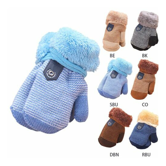 Winter Warm Cute Knit Mittens Thicken Gloves for Toddler Infant Baby Girls Boys image {2}