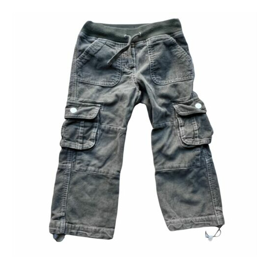 Mini Boden Size 3- 4 Kids Corduroy Pants Olive-green Drawstring Pockets. image {1}