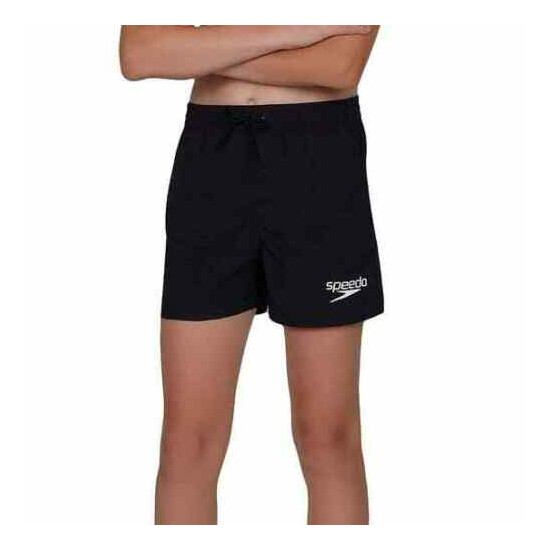 SPEEDO BOYS SOLID SWIM SHORTS SWIMMING TRUNKS BLACK S M L (AGES 6-11 YEARS) image {1}