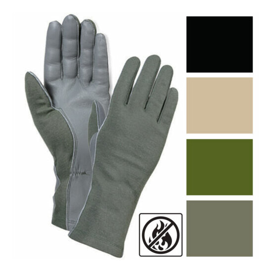 Tactical Leather Flight Gloves Flyers Military Pilot Heat & Flame Resistant AF image {1}