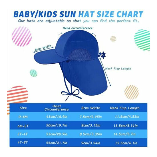 Baby Sun Protection Hat, Kids Summer Essentials Adjustable Hats (6M-2T,Blue) image {4}