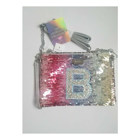 NEW JUSTICE FLIP SEQUIN INITIAL CONVERTIBLE PURSE / WRISTLET "R" image {2}