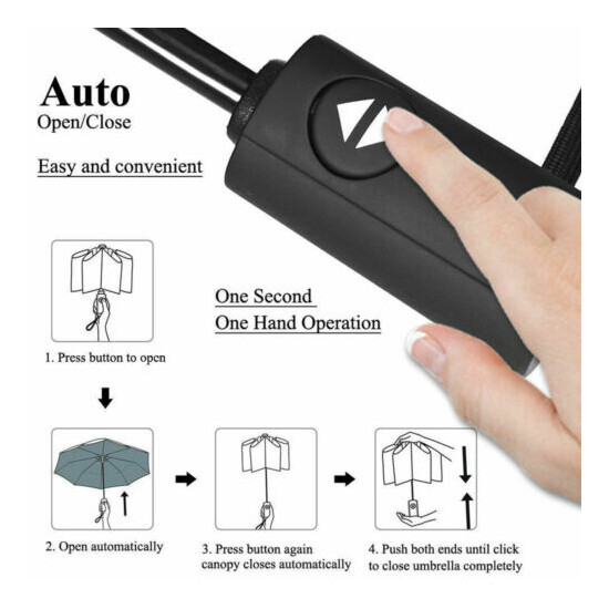 8 Ribs Strong Automatic Umbrella Auto Open Close Folding Umbrella Windproof image {3}