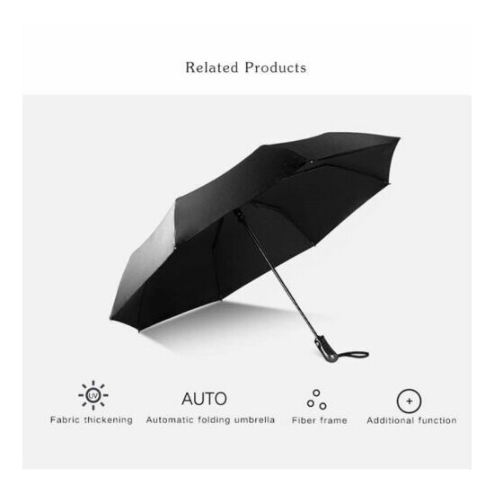 Panmer Fast Drying Travel Black Umbrella Windproof Frame Auto Open and Close image {1}