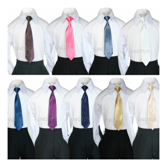 New 9 Color Satin Clip-On Ties for Baby Toddler Kid Teen Boy Suit sz S-XL(S-20) image {1}