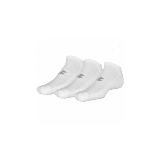 3 Pair - New Under Armour Training Cotton No Show Socks White image {1}