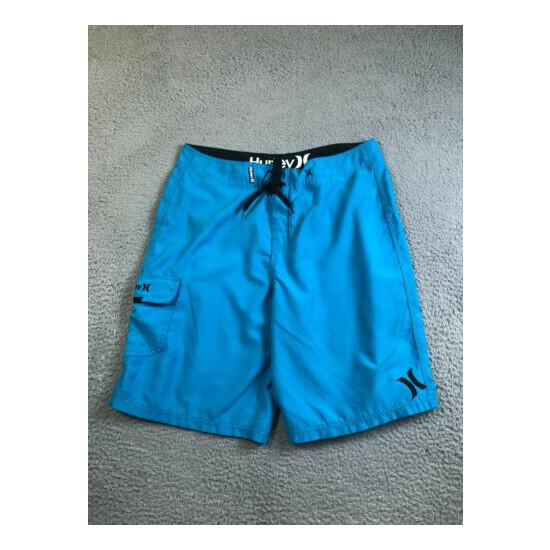Hurley Board Shorts Mens Size 33 Blue Side Pocket Summer Beach Surf Swimwear image {1}