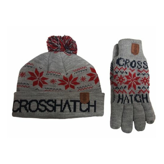 Mens Crosshatch 2 Piece Hat & Scarf Gift Set Snowstar - Grey Marl  image {2}