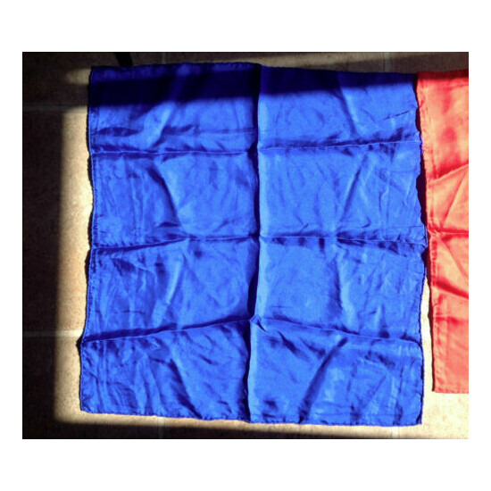 Vintage mens pocket squares silk basic blue red black hand rolled Dumont Ashear image {3}