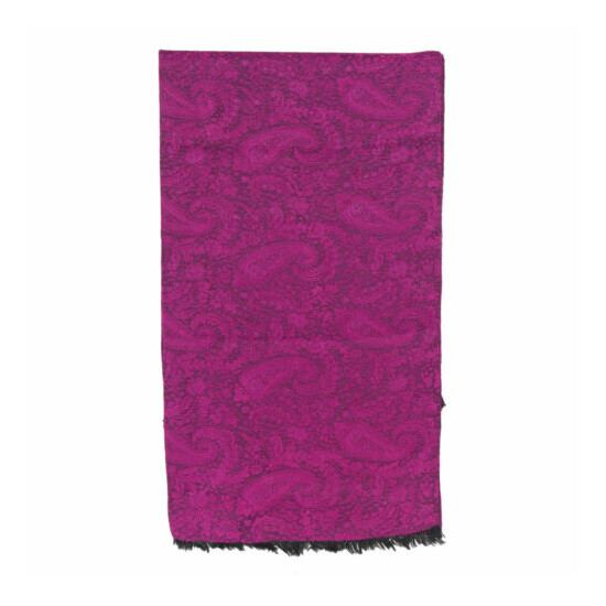 Mint Paisley Scarf Fuchsia double layer fine Fabric 8.5 in x 49 in Men soft * image {1}
