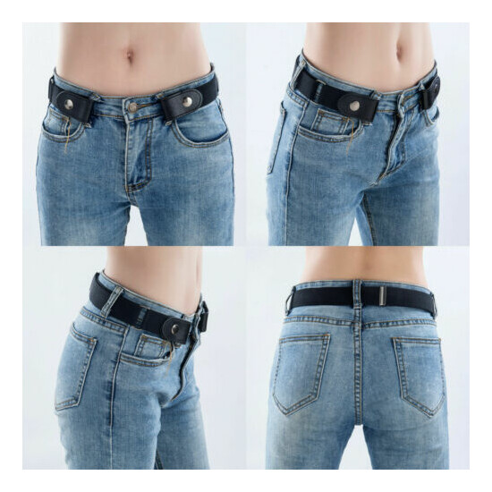 5x Buckle-free Invisible Elastic Waist Belts For Jeans No Bulge Hassle Men Women image {4}