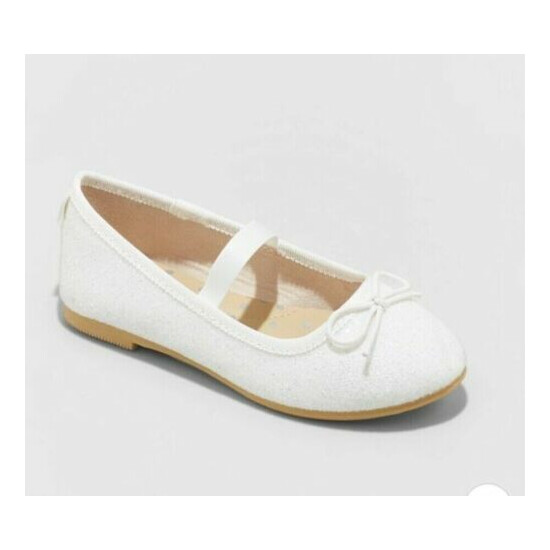 Toddler Girls' Becca White Sparkle Slip-On Ballet Flats - Cat & Jack™ size: 8 image {1}