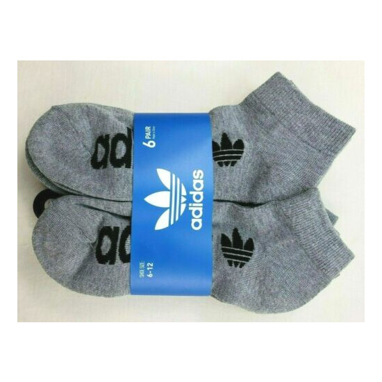 adidas Men's Core Originals Forum Low Cut Socks 6 Pack 6-12 L Grey Black Logo image {1}