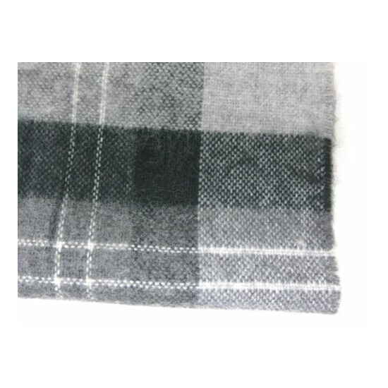 Vtg Acrylic Wool Scarves Solid Blue Black Gray White Plaid Set of 2 West Germany image {3}