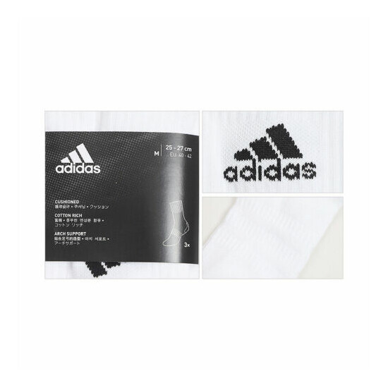 Adidas Cushioned Crew Socks 3-Pairs heel-to-toe cushioning Logo White DZ9356 image {4}