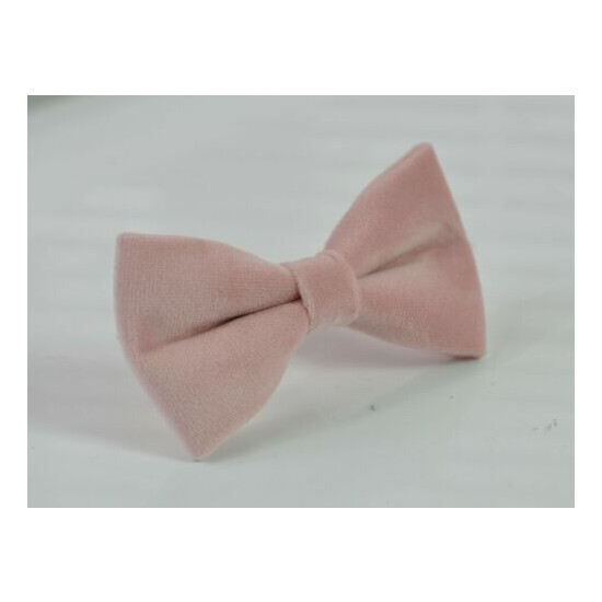 Blush Dusty Pink Velvet Bow tie + Brown Elastic Suspenders for Men / Youth / Boy image {3}