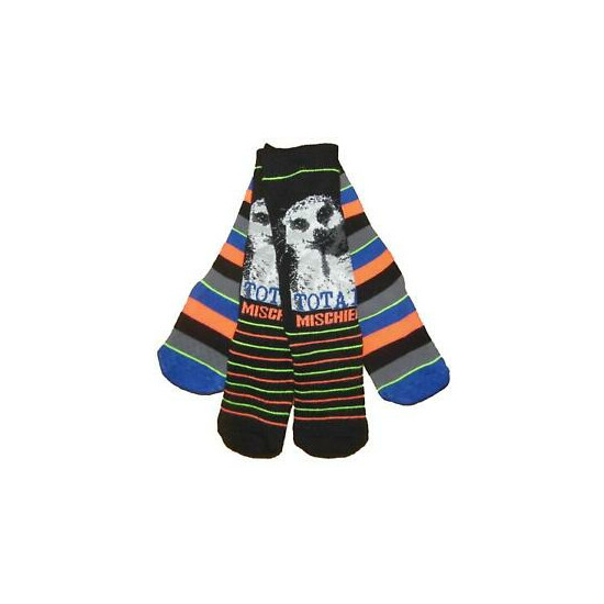 Kids Slipper Socks Two Pack Meerkat Mischief Gripper Soles 6-8.5 and 9-12 sizes image {1}