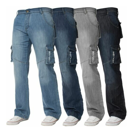 Mens Cargo Combat Trousers Jeans Heavy Duty Work Casual Pants Big Tall All Sizes image {1}