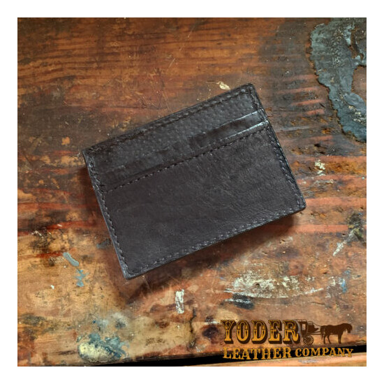 Amish Made Cash Money Clip Wallet in Black or Brown - Magnetic Money Clip image {4}