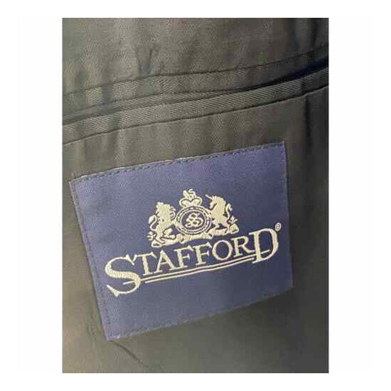 Stafford Black 100% Wool Two Button Lined Suit Jacket 44L image {3}