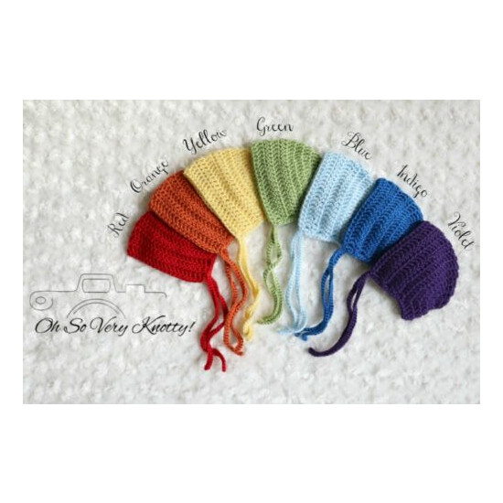 Handmade Crochet Newborn Baby Toddler Bonnet Photo Prop Silky Soft Acrylic Yarns image {1}