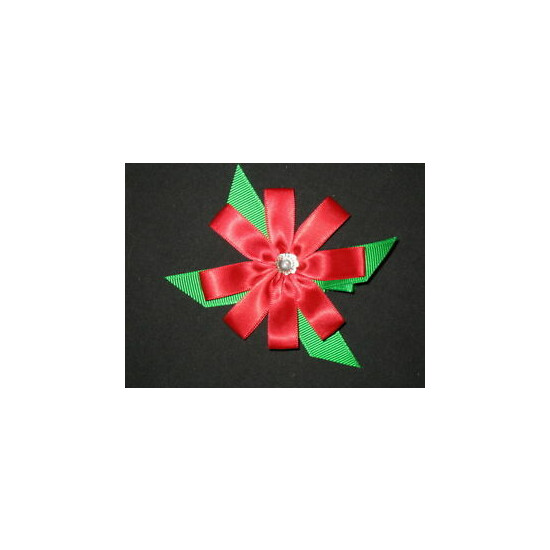 NEW "POINSETTA" Ribbon Sculpture Girls Hairbow Clip Clippie Christmas Holiday image {1}