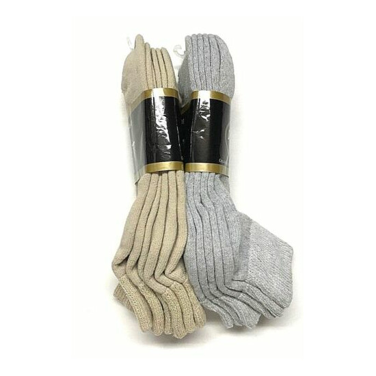 6 /12 Pair Non-Binding Top DIABETIC Gray & Tan Ankle Sock Size 10-13. image {3}