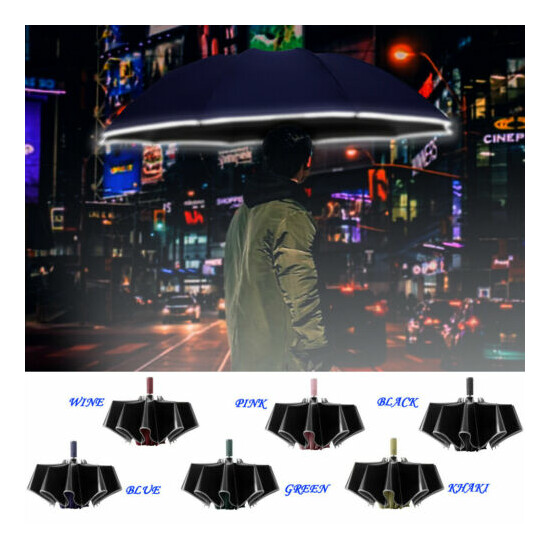 Black Auto Open & Close Windproof Travel Umbrella Compact Folding Mens Women AU image {2}