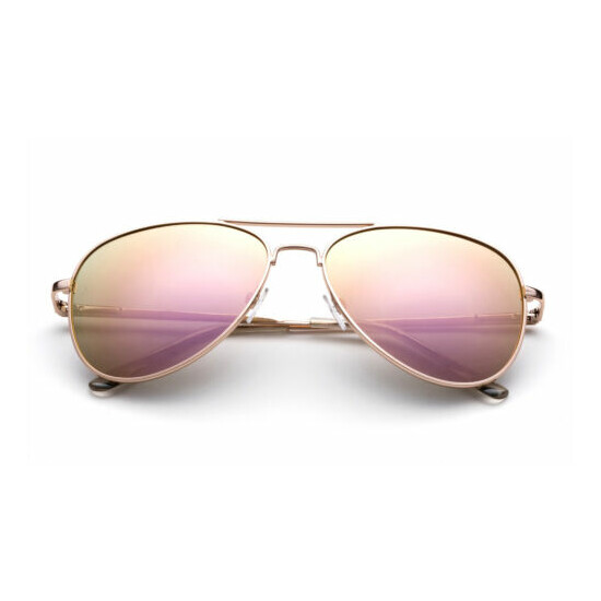Girls Pink Aviator Pilot Sunglasses Stainless Steel Spring Hinge UV 100% Classic image {1}
