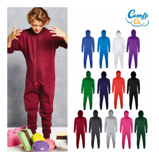Comfy Co Kids Hood Zip Up All In One (CC001J) - Boys Girls Jumpsuit image {1}