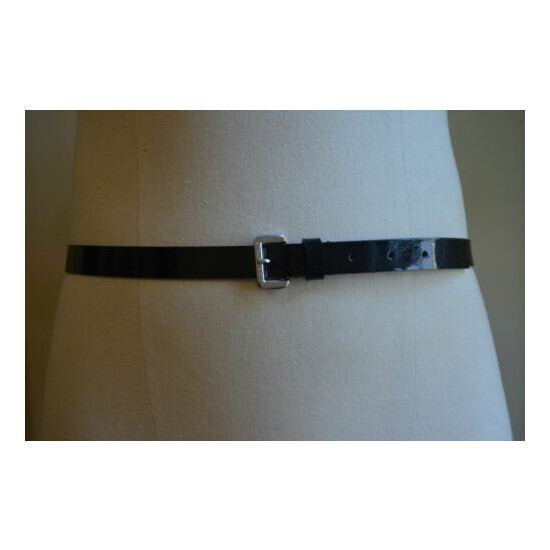 DSQUARED² RARE CLASSIC BLACK PATENT LEATHER THIN BUCKLE BELT S XL image {1}