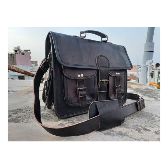 Men's Genuine Leather Vintage Laptop Handmade Briefcase Bag Satchel Messenger image {4}