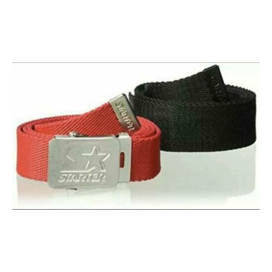 NEW Unisex One Size Youth Black & Red Athletic Web Belts & Buckle Lot STARTER image {1}